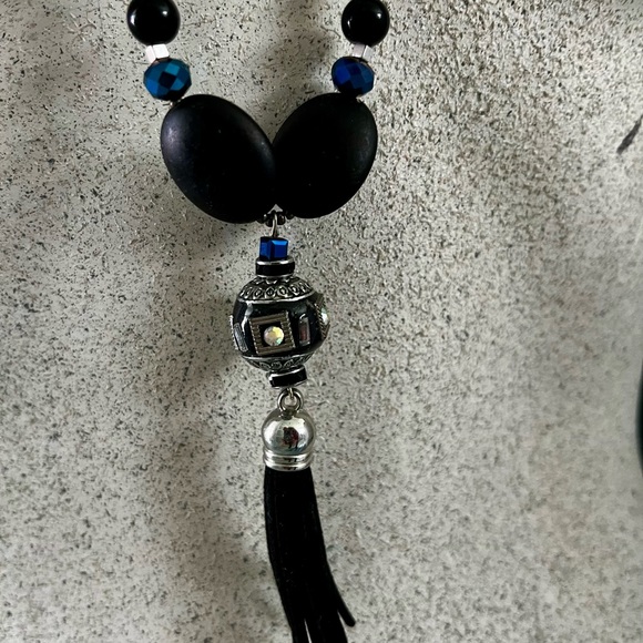 BOHO NECKLACE- Blue/Black/ONE OF KIND. HANDMADE - Picture 3 of 5